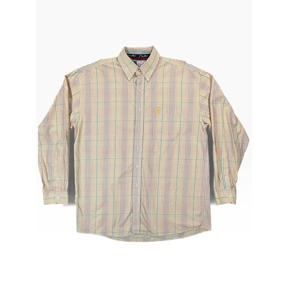 WRANGLER George Strait Cowboy Cut Button Up Shirt Mens L Multicolor Plaid